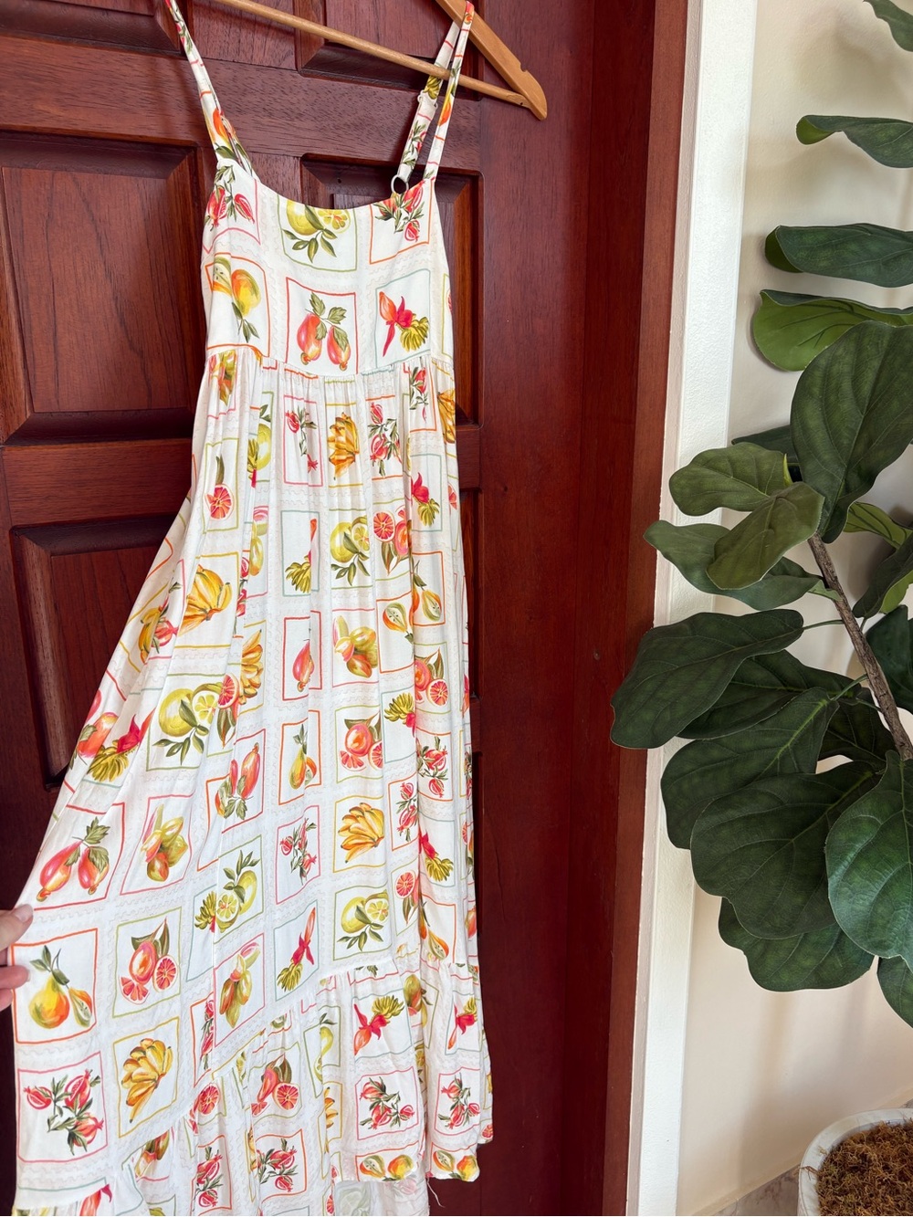 Anthropologie Paper Heart White Fruit Print Sundress Xs Coastal Summer Dress